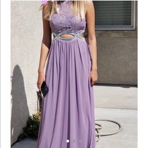 Purple halter prom dress